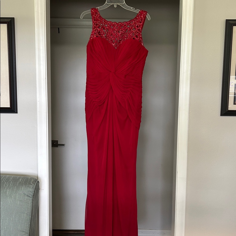 Elegant Red Beaded Evening Gown